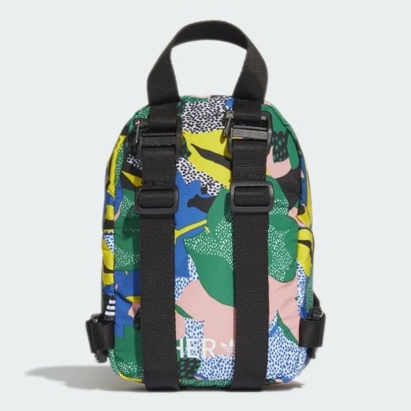 Adidas Mini Backpack W/ Adjustable Straps Multicolor Small Floral Stylish Bag - Picture 6 of 10